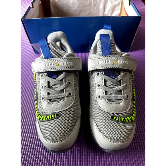 Bull Boys T-Rex Boy Sneakers Dinosaurs Size 1 US Grey Blue  Light-Up Velcro NEW - Picture 6 of 16
